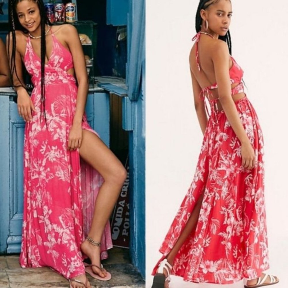 🆕️ Free People Lille Printed Tie-Back Maxi Dress - Picture 3 of 6